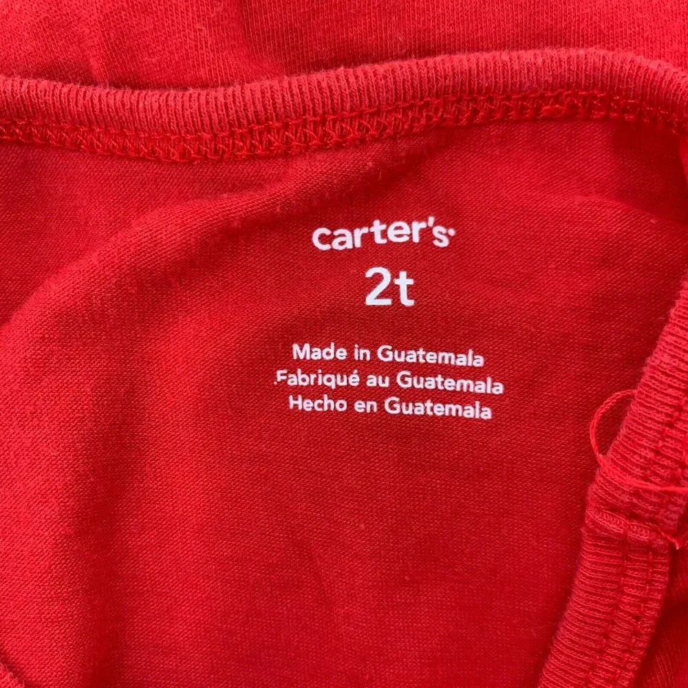 Carters Toddler Girls T-Shirt Long Sleeve Bow Print Cotton Red Size 2T